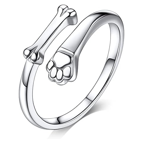 Anillo Hueso Perro Ajustable Plata de Ley 925 Cover