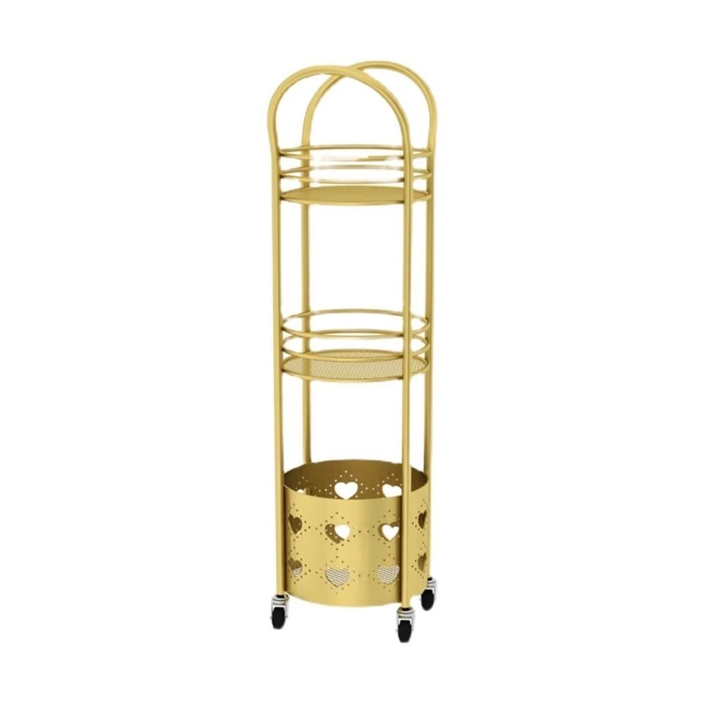 Towel Rack, Bathroom Mobile Trolley Towel Rack Bathroom Floor-standing Round Rack Nordic Iron Multi-layer Storage Basket Towel Racks For Bathroom(Gold)