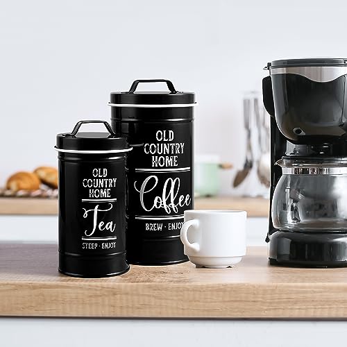 DAYYET Black Canisters Sets for the Kitchen, Airtight Kitchen Canisters for Countertop, Flour and Sugar Containers, Tea Coffee Sugar Canister Set, Black Kitchen Decor and Accessories, Set of 4 by DAYYET - Image 6