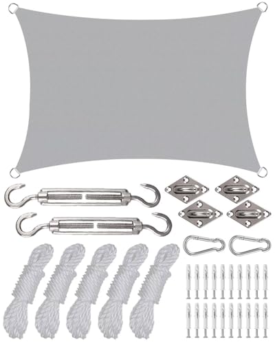 Voile d'ombrage respirante avec kit de fixation complet pour terrasse et jardin - 2