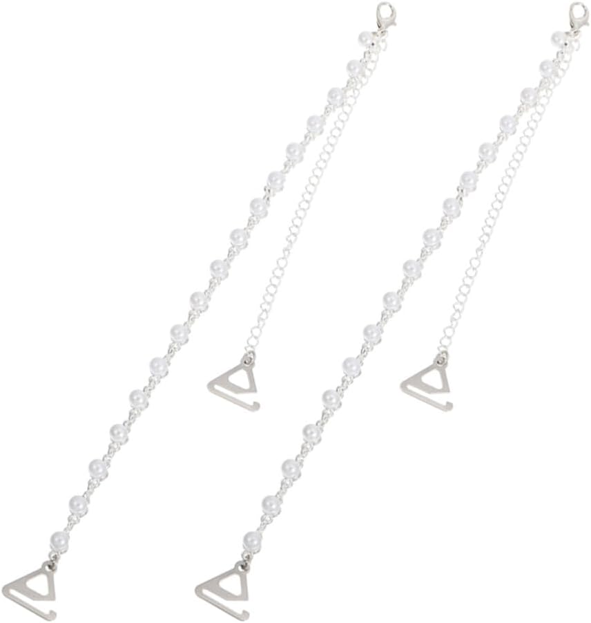1 Pair Adjustable Straps Pearl Bra Straps Underwear Strings Invisible Non- Skid Bra Belt for Bra Tops Dress Accessories