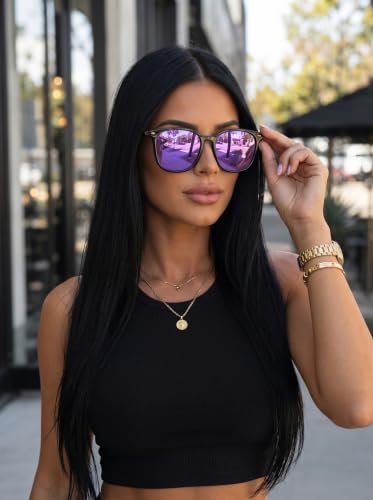 Image of Myiaur Polarized Sunglasses for Women, Square Mirrored Trendy Shades with UV Protection Reduce Glare Sun Glasses
