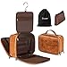 Elviros Borsa da Toilette grande da Viaggio per Uomo Beauty case Borsa in pelle resistente all'acqua Organizer per Articoli da Toeletta con Borsa Asciutta Bagnata Gratuita, Marrone,29 x 21 x 12cm