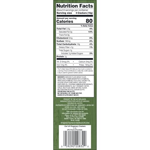 Carr's Crackers, Baked Snack Crackers, Party Snacks, Rosemary, 5oz Box (1 Box) - image 5