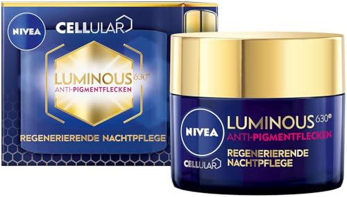 NIVEA Cellular Luminous 630 Anti Pigmentflecken Nachtpflege (50 ml), Gesichtscreme für die Nacht bei Pigment- und Altersflecken, regenerierende Nachtcreme mit Hyaluron