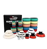 Car Foam Drill Polishing Pad Kit, 44Pcs 1inch 2inch 3inch Detail Polishing Buffing Pad Mix Size Car Detailing Kit with 5/8-11 Thread Backing pad & Adapters for Buffer Polisher Polishing, Buffing