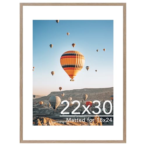 Image of JCJMY 22x30 Picture Frame with 18x24 Mat, Display Photo 18x24 with Mat or 22 x 30 Without Mat, Wall Hanging Large 22 by 30 Poster Frame with Plexiglass, Rustic Brown