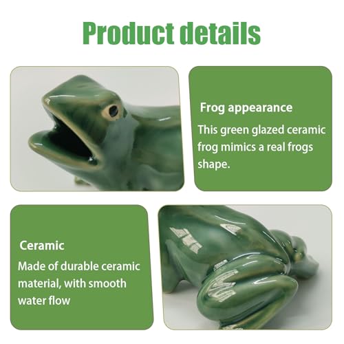 Hikiwin Ceramic Frog Figures Fountains Accessories,Green Glazed Ceramic Frog Water Spraying Pools Ornaments,Outdoor Fountain Ornaments for Ponds and Water Gardens,Frog 4.3Inches,1 Piece - Thumbnail 4