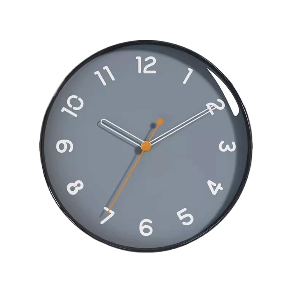 Aioneer Wall Clock Home Living Room Brown Bedroom Clock, Silent And Simple Wall Mounted Quartz, Suitable For And-Gris-12inch