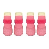 Dog Boots,Dog Paw Protectors Socks for Hot Pavement,Anti Slip Dog Shoes for Hardwood Floors_S(Pink)