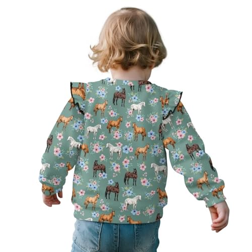 Uourmeti Ruffle Shoulder T-Shirts for Girls Fall Clothes Long Sleeve Pullover Tops2