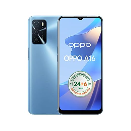 OPPO A16, Tripla Fotocamera I.A. 13+2+2MP, Display 6.52” 60HZ, Batteria 5000mAh, Ricarica rapida 10W, RAM 3GB + ROM 32GB Espandibile, cavo dati OPPO Tipo-C, Versione Italiana, Pearl Blue