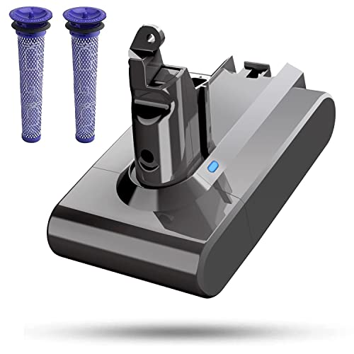 V6 Akku 6000mAh Ersatz Akku für Dyson V6 DC62 DC58 DC59 DC61 DC72 DC74 SV03 SV05 SV06 SV07 SV09 Li-Ioner Ersatzakku für Dyson V6 Staubsauger mit Filtern