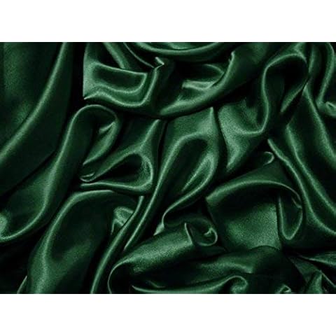 Luxury Plain Bottle Green Silky Smooth Satin Fabric Polyester Composed Lining Material Wrinkle Resistant for Wedding Dressmaking DIY Crafting Quilting 150cm Wide (Sold by Meter) Cover