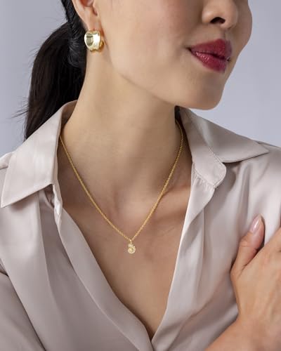 PAVOI 14K Gold Plated Dainty Statement Pendant Necklaces for Women - Hammered Circle Beachy Summer Conch Seashell Pendants - Knit Tightened Rope Chain Necklace3