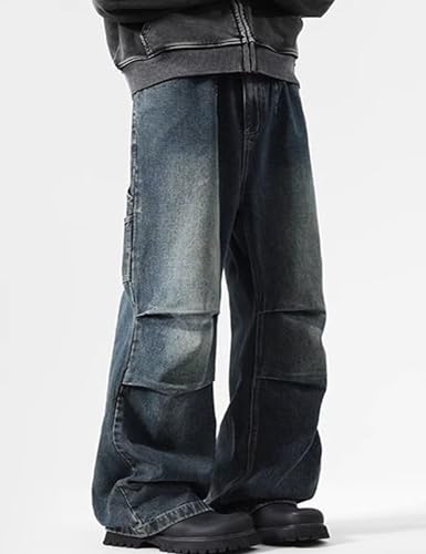 Y2k Baggy Jeans Men Wide Leg Denim Cargo Pants Loose Fit Skater Jeans Vintage Plain Pants Trousers Streetwear4
