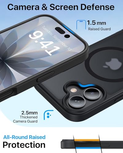 Image of MagPro case for Apple iPhone 17 v2 MagSafe Compatible Protective Cover with Strong Magnetic Adsorption, Shockproof Armor, Scratch Resistant Polycarbonate Hard Back | Translucent Matte Black