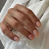 KXAMELIE Nude Press on Nails, 24pcs Short Square & Round Acrylic False Nails, Glue on Nails with 24pcs Stickers, Mini File & Wooden Stick, 1 Set