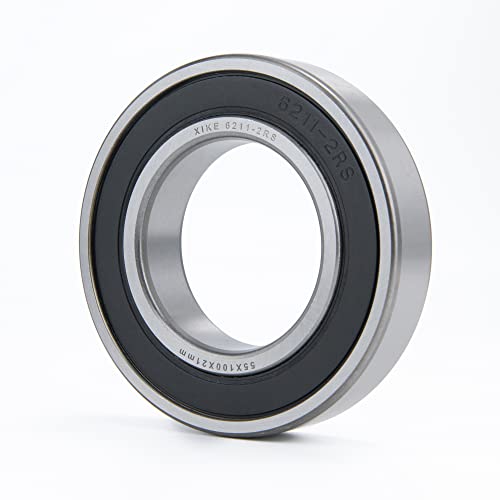 Image of XiKe 1pcs 6211 Deep Groove Ball Bearings with Rubber Seals on Both Sides,ID 55 x OD 100 x Width 21mm,Used for Low-Power Electric Motors,Automobile and Tractor Gearboxes,General Machines,Tools, Etc.