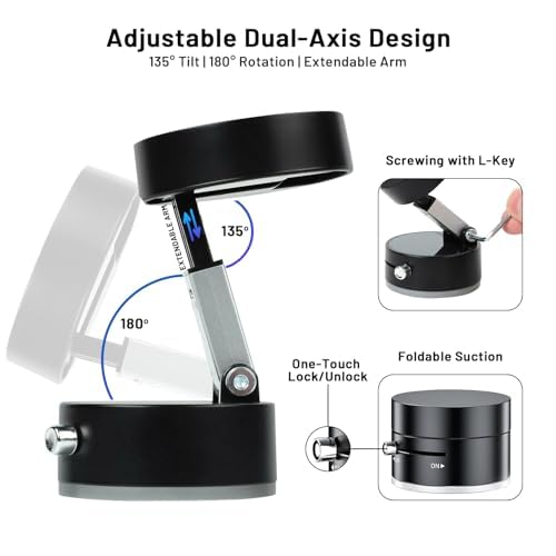 Image of Humble Vacuum Magnetic Phone Holder for Car | 360 Adjustable Suction Cup Mount for MagSafe & All Smartphones | Strong Foldable Mobile Holder for Car /Gym /Mirror /Kitchen - Black (MH03)