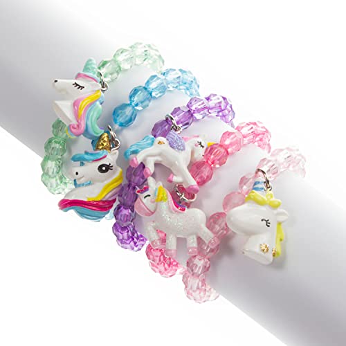 5pc Colorful Unicorn Bracelet, Little Girl Animal Jewelry, Teens Kids Owl Pendant Beaded Bracelet Girl Party Favor Pretend Play Jewelry2