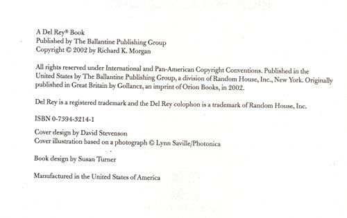 Altered Carbon 0739432141 Book Cover