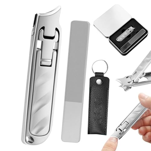 トラベルネイルクリッパーセット、ポータブルネイルクリッパーセット | ファイルをトリミングしたステンレスネイルグルーミングキット,マニキュアケアツール用の斜めの口の折りたたみステンレスウルトラスインカッター