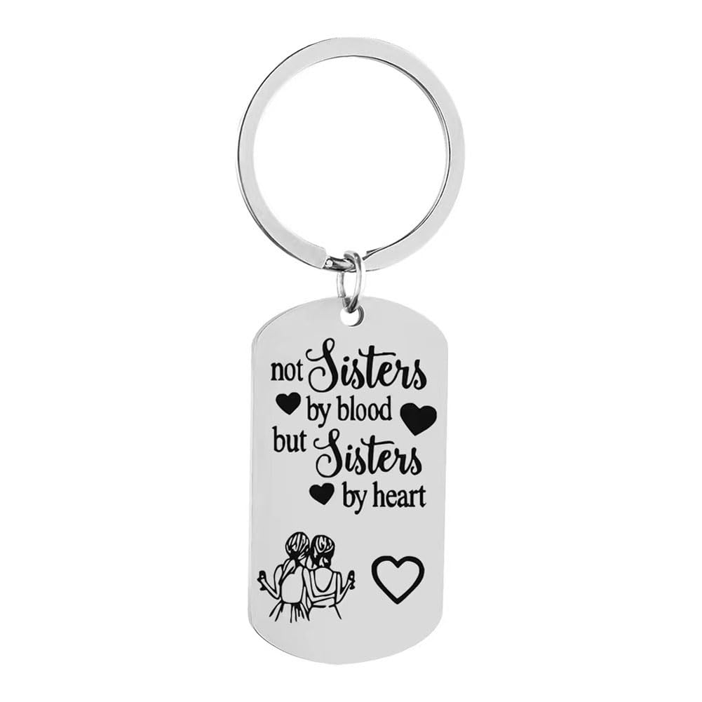shilipu Not Sisters By Blood But Sisters Friendship Keyring Best Friend Gift Keychain Key Pendant for Sisters Key Ring Sister Presents Jewelry Friendship Birthday Key Pendant