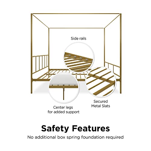 Novogratz Marion Canopy Bed Frame, Gold, Queen #TOP5