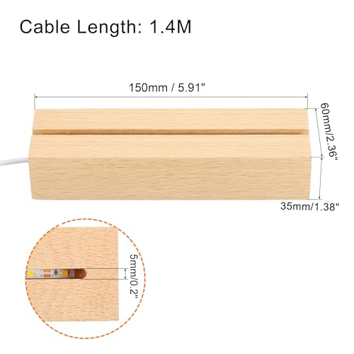 PATIKIL Wooden LED Light Base Stand - Image 2