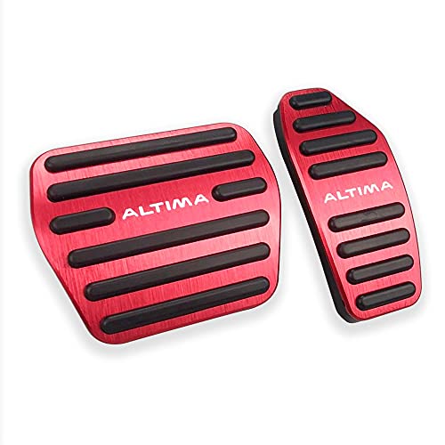 LEXLEY 2PCS Anti-Slip Aluminum Brake Gas Pedal Pads,Auto No Drilling Accelerator Pedal Covers For Nissan Altima 2019 2022 2021-RED