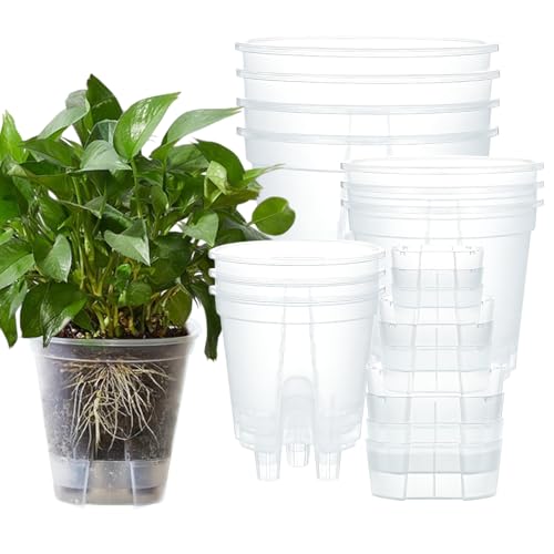 Barafat 10-Pack Clear Self Watering Pots for Indoor Plants 3 Sizes
