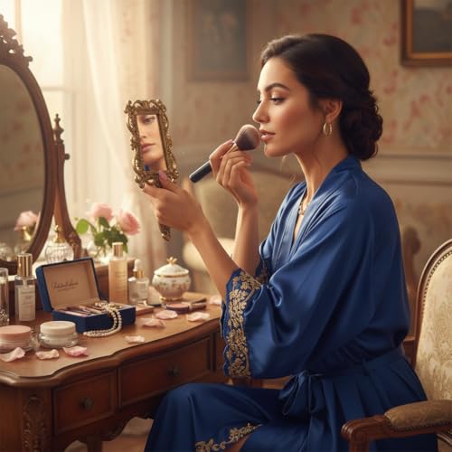 Image of KridayKraft Beautifully Carved Square Shape Gold Plating Metal Hand Mirror for Makeup, Travelling, Salon Mirror & Decorative Antique Item, framed
