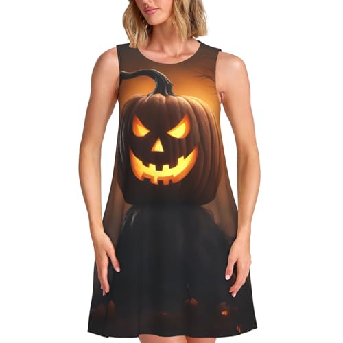 Robe Halloween sans manches pour femme vêtement d'été décontracté imprimé chic