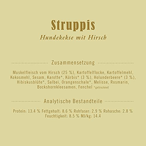 Terra Canis Wild, Holunder & Kürbis - Struppis, 375g I gebackene Hundekekse I Premium Hundesnack in 100% Lebensmittelqualität Aller Rohstoffe I Getreide - & glutenfrei