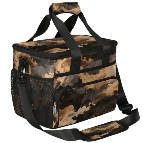 Military Texture Insulated Picnic Backpack Lunch Box for Women Men Picnic Basket Tote Lunch Bag Picnic Bag Portable Lunch Bags for Picnic, Beach, Work, Trip,Office, Camp Brown Camouflage