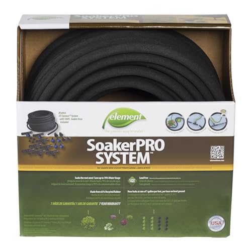 Element SoakerPRO System Soaker Hose Kit, 100 Length, 3/8" Diameter, 20 EZ-Connect System Connectors, Black