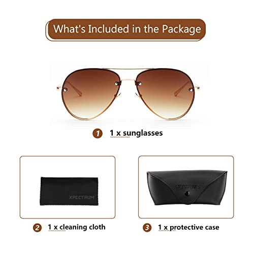 Image of Xpectrum Classic Double Bridge Metal Aviator Sunglasses for Women Men Trendy Retro UV400 Rimless Sun Glasses