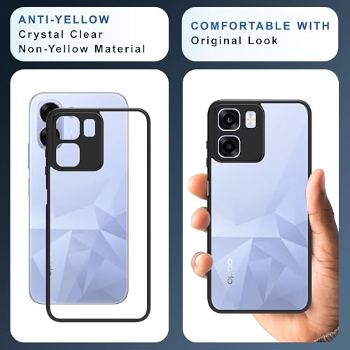 Image of CEDO Backcover for Oppo K14x / Oppo A6x (5G) | Camera Protection Bump Shockproof Edge | Ultra Hybrid Transparent Acrylic Clear TPU+PC Hard Backcase Cover (Black)