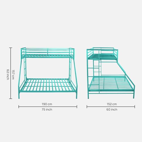 Image of Twin Over Twin Metal Bunk Bed |Bunk Bed Without Storage For Kids | Double Decker Bed For Kids Room Furniture |Metal Bunker Bed (Mattress Not Included),Aqua Blue