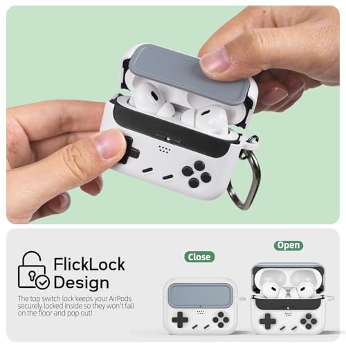 Inesore Retro Game Case for AirPods Pro/Pro 2 (White) for Men Boy