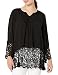 Soteer Womens Boho Lace Splice Flare Sleeve Flowy Loose Casual Tunic Tops Blouse T-shits Black XL