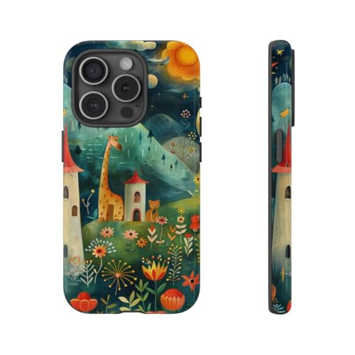 Coque rigide iPhone 15 Pro brillante antichoc verte paysage magique