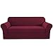 H.VERSAILTEX High Stretch Sofa Cover 2 Pieces Machine Washable Stylish Furniture Cover/Protector with Spandex Jacquard Checked Pattern Fabric (Sofa, Burgundy)