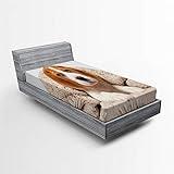 Lunarable Beagle Fitted Sheet, Puppy Lying Cozy Warm Under The Blanket Dog Lover Photo, Bed Cover with All-Round Elastic Deep Pocket for Comfort, Twin Size, Grey Vermilion