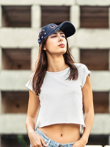 Image of 4 Pcs American Flag Hat USA Patriotic Baseball Caps Star Mesh Trucker Dad Hats Mesh Ball Wome Cap 4th of July Hat for Man