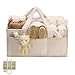 Wickeltasche Organizer, Wickeltisch Organizer, Tragbarer Wickelkorb mit Herausnehmbaren Fächern, Plüsch Wickelorganizer mit Griffen, Baby Aufbewahrungskorb für Wickel und Babysachen (Cremefarben)