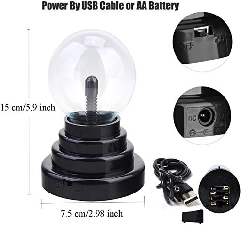 BEIAOSU Plasma Ball Light, High 15cm USB Lamp Touch Sensitive Lightning USB or Battery Powered Light Novelty Decoration for Office Desk, Kids Child Party Birthday Creative Gift