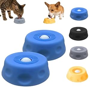 Dog Lick Bowl with Ball,Lick Ball Bowl for Dogs,Dog Licking Bowl with Rolling Ball,Slow Feeder Ball Bowl to Slow Pet Eating,Rolling Ball Dog Bowl Give Pet More Time to Enjoy Eating. (Blue-2pcs)