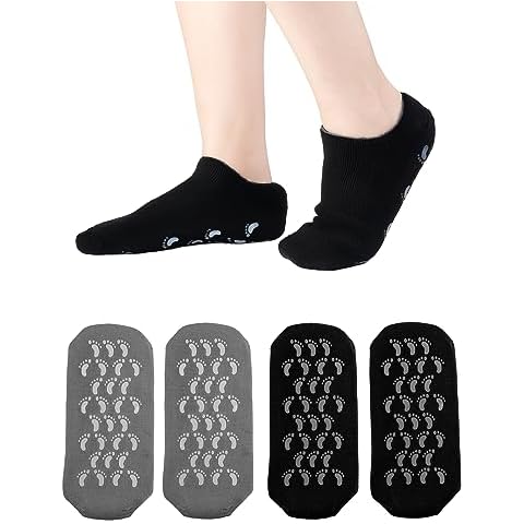 Moisturizing Socks 2 Pairs Dry Cracked Feet Lotion Socks Foot Moisturizing Socks Silicone Socks Foot Care Heel Socks Spa Socks (Black and Grey) Cover